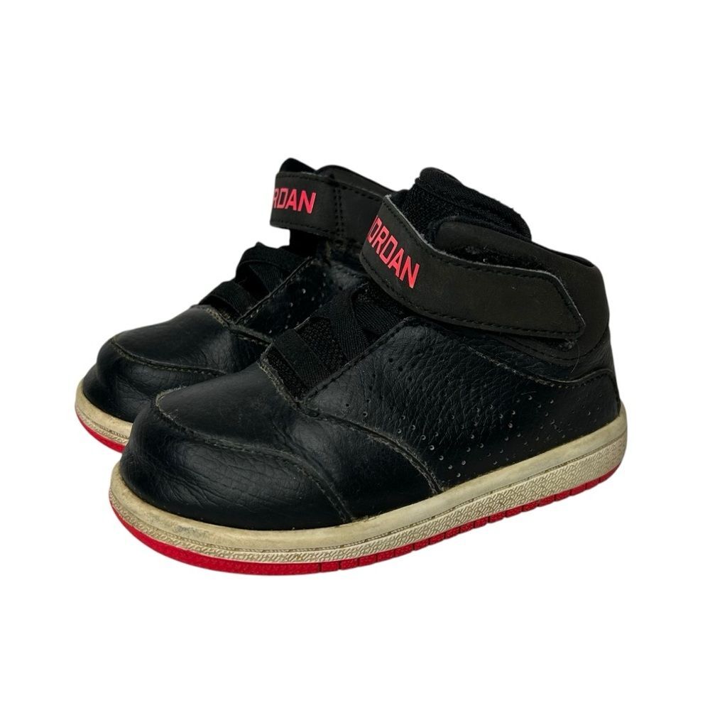 Jordan Black and Red High-Top Sneakers with Velcro 7C